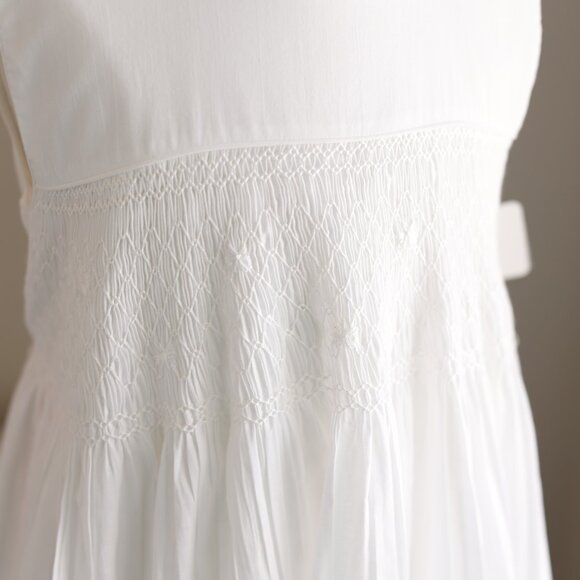 Strasburg Dress White Smocked Size 8 Sleeveless Special Occasion Flower Girl - Picture 4 of 7
